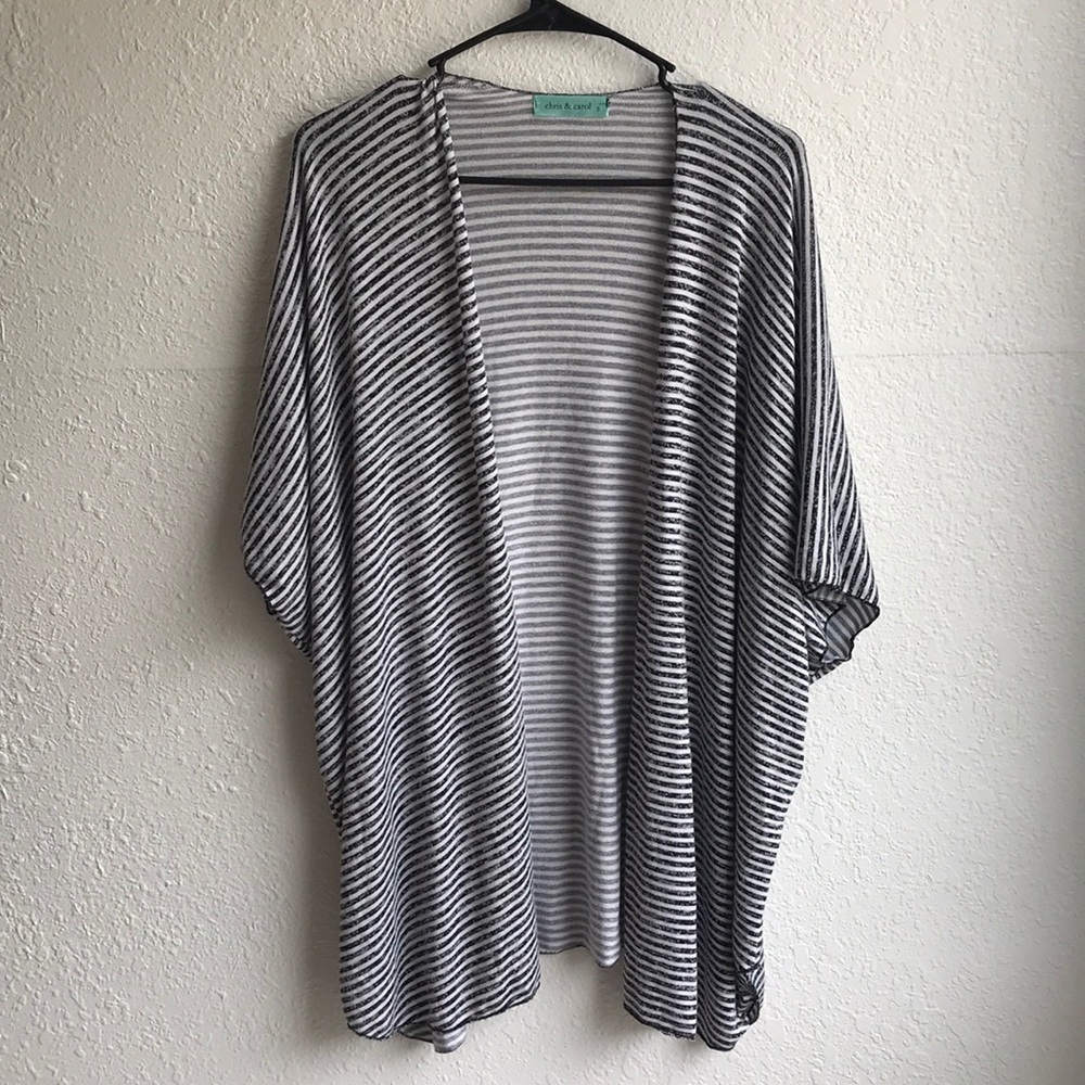 Black and White Striped Cardigan